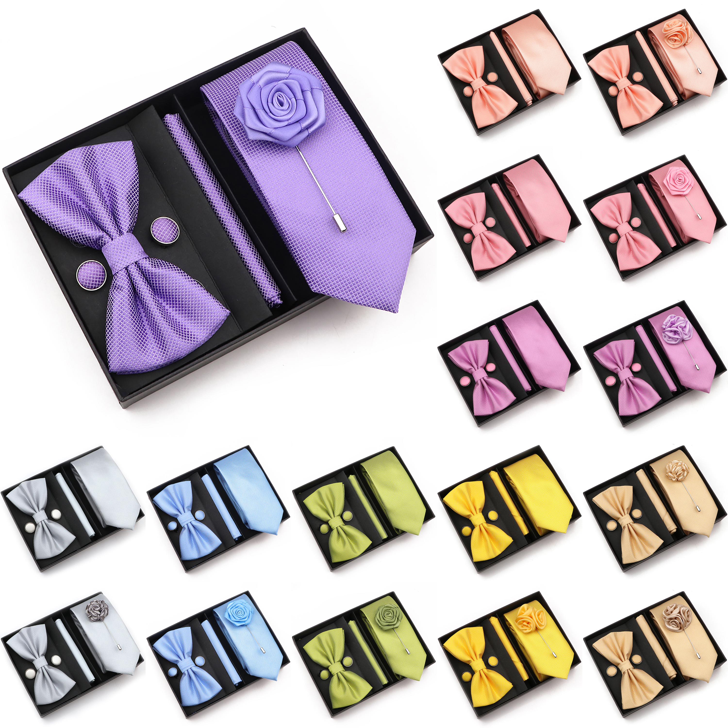 Men'S Grooming Set Gift - New Style Tie Set Solid Color