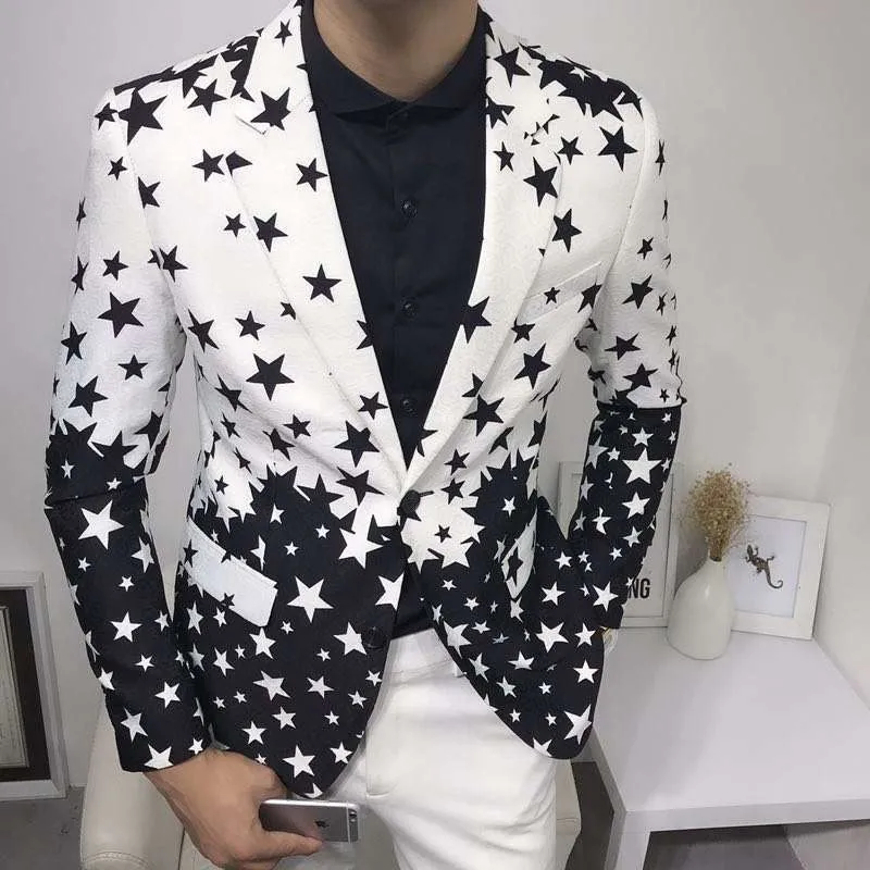 Men'S Grooming Club - Star Print Slim Fit Blazers 2024