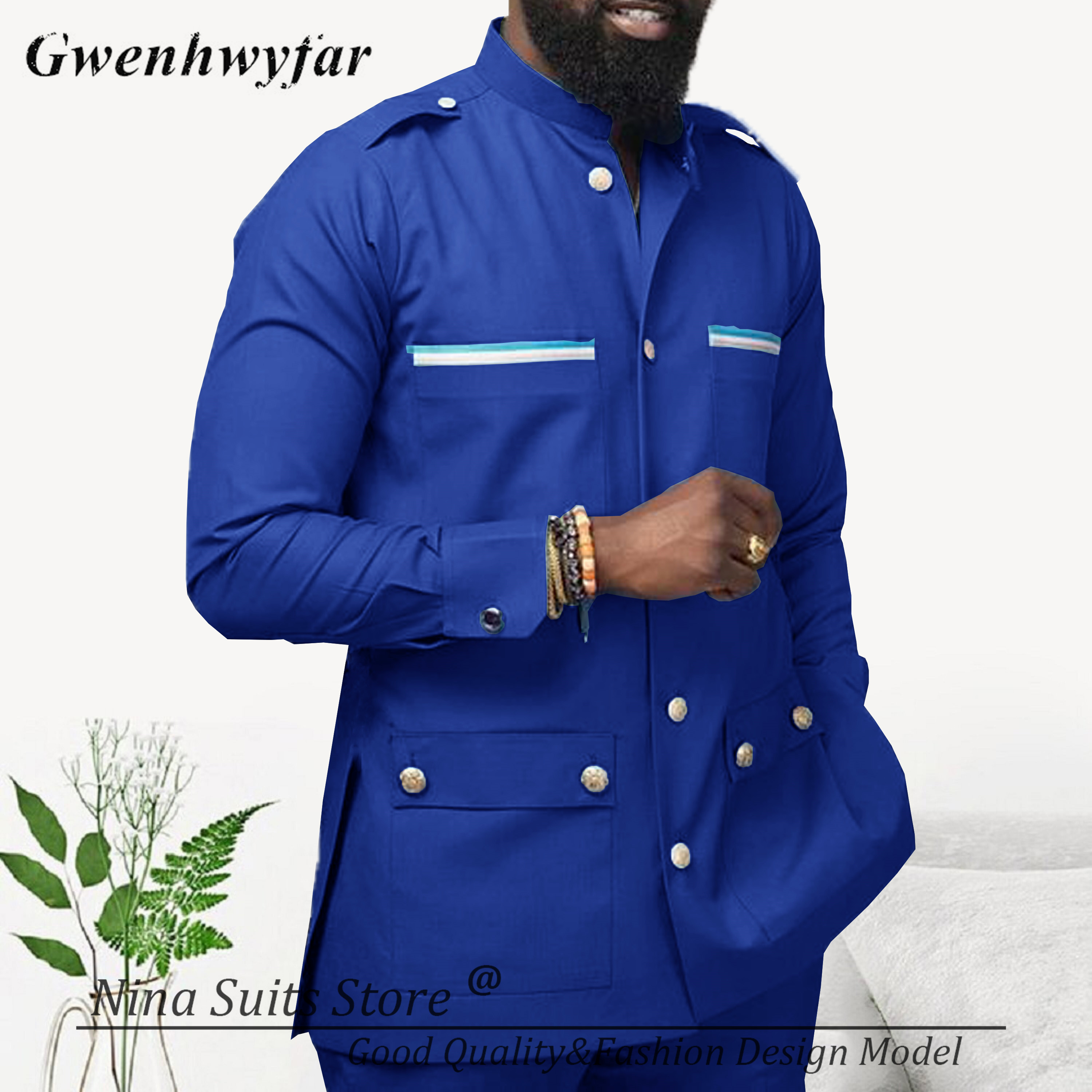 Men'S Grooming Store - Nina Store African Style Royal Blue