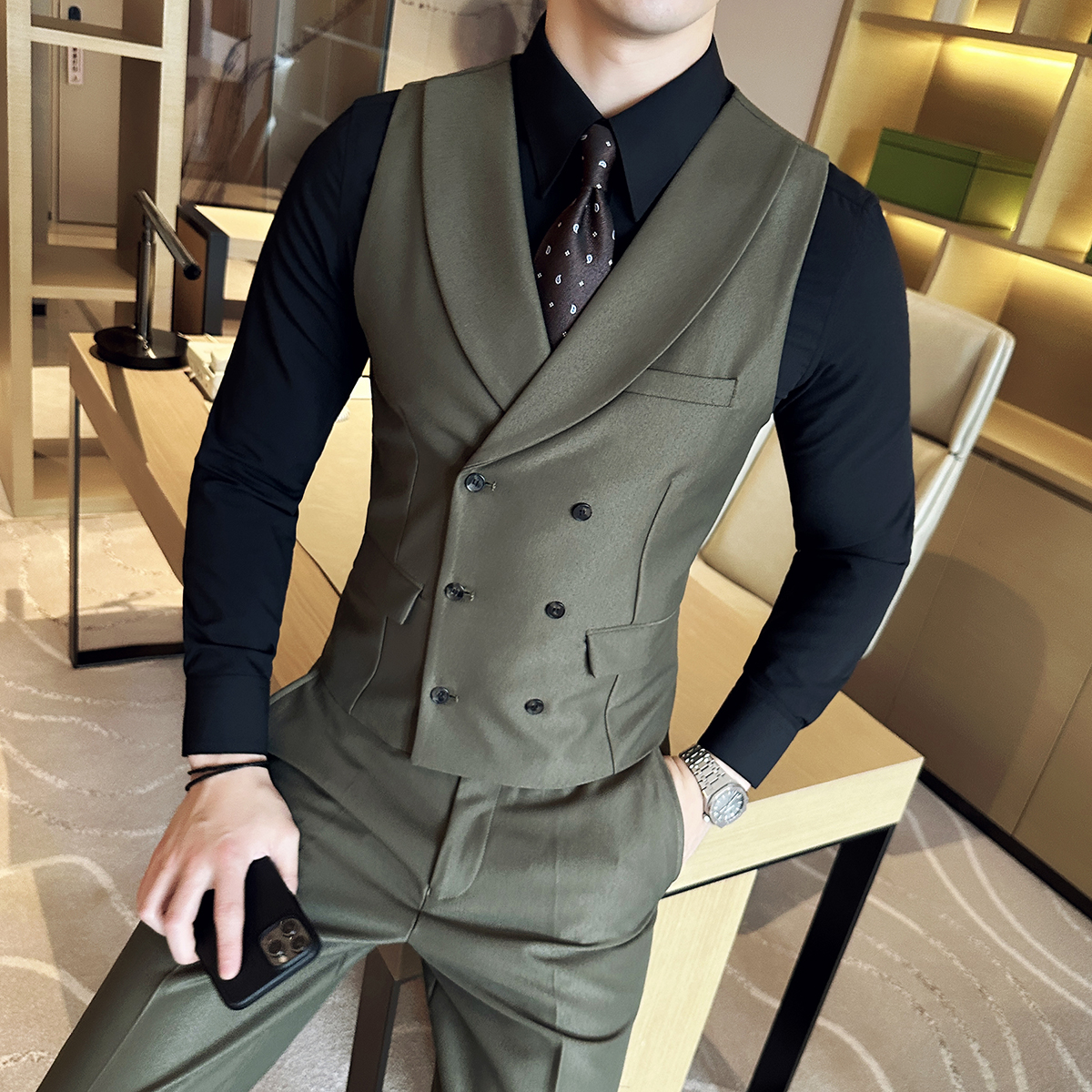 ( Vest + Pants) Men Luxury Dou - مراجعة Men'S Grooming Club وسعره