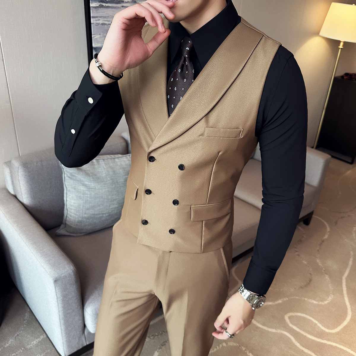 ( Vest + Pants) Men Luxury Dou - مراجعة Men'S Grooming Club وسعره
