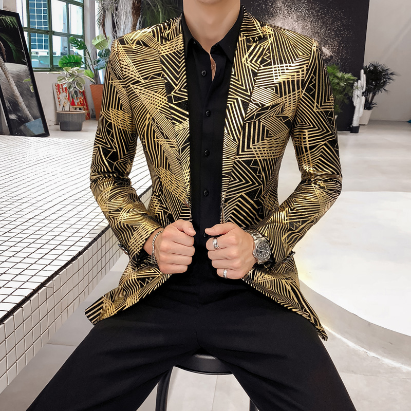 Luxury Gold Striped Print Blaz - مراجعة Men'S Grooming Club وسعره