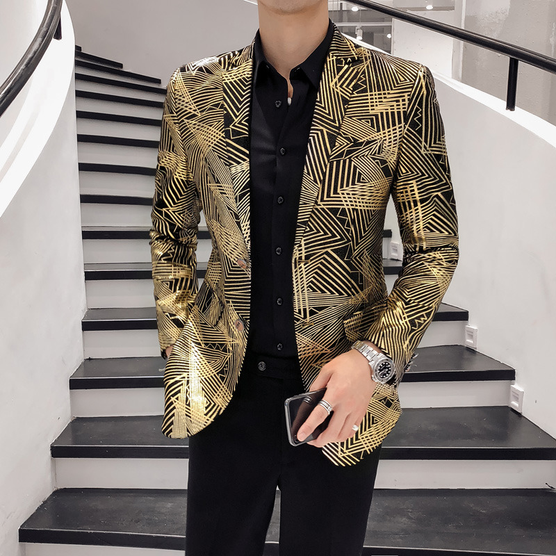 Luxury Gold Striped Print Blaz - مراجعة Men'S Grooming Club وسعره