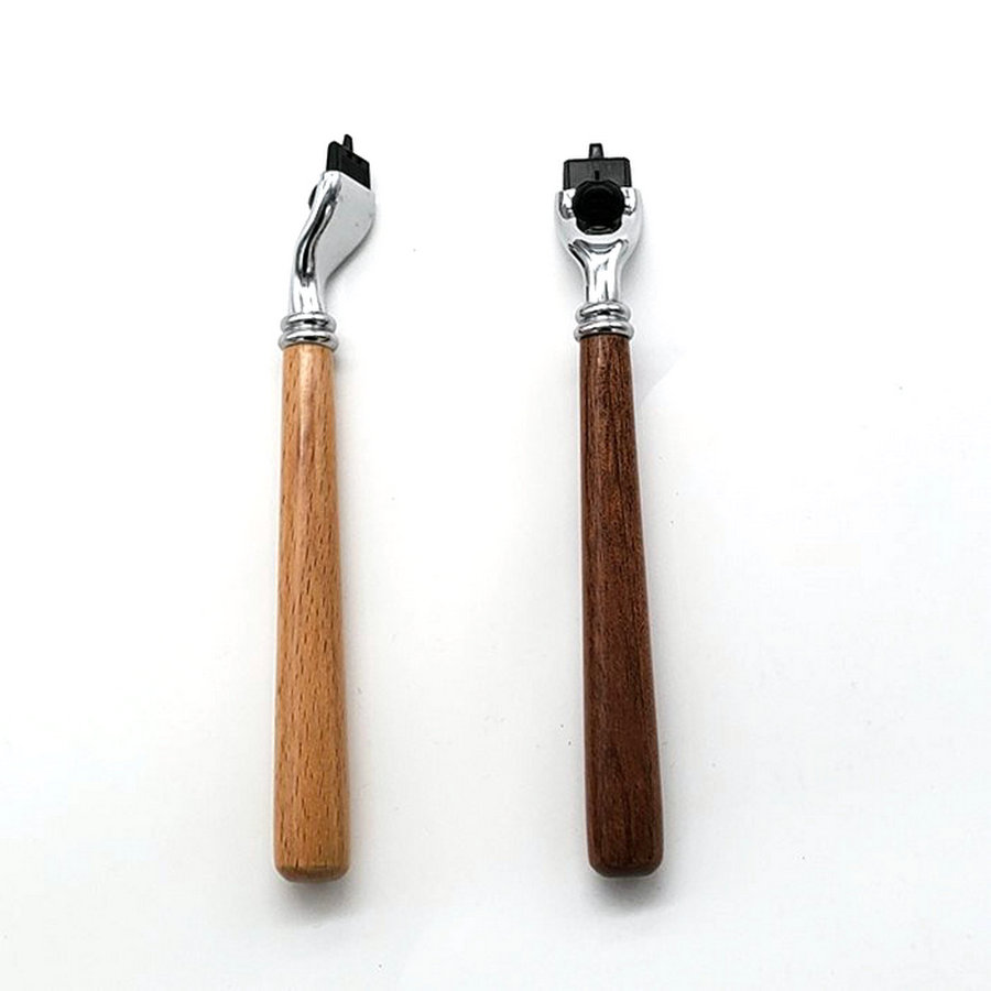 Men 's Wood long handle  Manua - مراجعة Straight Razor Safety وسعره